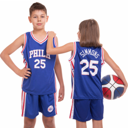 Форма баскетбольна дитяча NB-Sport NBA PHILA 25 BA-0927 M-2XL кольори в асортименті