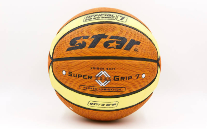 Мяч баскетбольный STAR JMC07000Y SUPER GRIP 7 №7 PU оранжевый-желтый