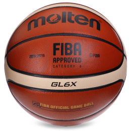 М'яч баскетбольний Composite Leather MOLTEN GL6X №6 помаранчевий-бежевий