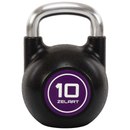 Гиря змагальна цільна чавунна з CPU покриттям та хромованою ручкою Zelart TA-4756-10 вага 10кг чорний