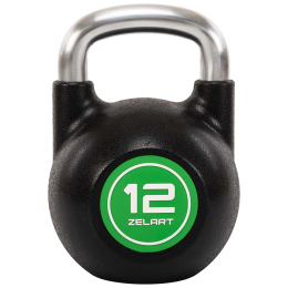 Гиря змагальна цільна чавунна з CPU покриттям та хромованою ручкою Zelart TA-4756-12 вага 12кг чорний