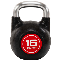 Гиря змагальна цільна чавунна з CPU покриттям та хромованою ручкою Zelart TA-4756-16 вага 16кг чорний