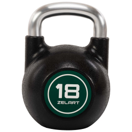 Гиря змагальна цільна чавунна з CPU покриттям та хромованою ручкою Zelart TA-4756-18 вага 18кг чорний