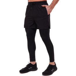 Компресійні штани тайтси з шортами 2в1 LIDONG LD-0565 зріст M-3XL чорний