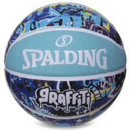 М'яч баскетбольний гумовий №7 SPALDING 84373Y GRAFFITI блакитний-синій