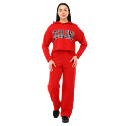 Костюм спортивный женский лонгслив с капюшоном укороченный и брюки кюлоты STIM Монра CO-2305 XS-M цвета в ассортименте