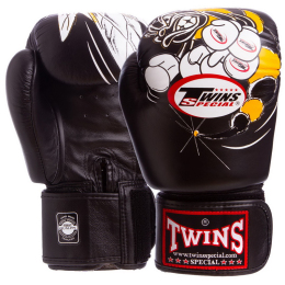 Боксерські рукавиці шкіряні TWINS FBGVL3-15 10-18 унцій чорний