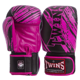 Перчатки боксерские кожаные TWINS FBGV-TW2PK 10-12 унций черный-розовый
