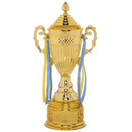 Кубок спортивный с ручками и крышкой SP-Sport CARVED QY078B высота 44см золотой
