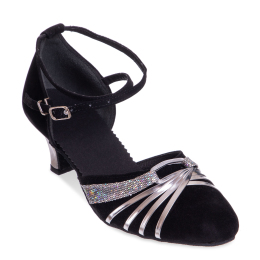 Обувь для бальных танцев женская Латина Record D201 размер 35-37 черный-серебряный