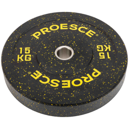 Бамперные диски из структурной резины Bumper Plates Record TA-4782-15 51мм 15кг черный-желтый