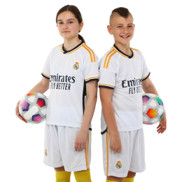Форма футбольна дитяча із символікою футбольного клубу REAL MADRID домашня 2024 SP-Planeta CO-6250 6-14 років білий