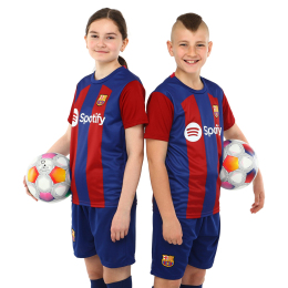 Форма футбольная детская с символикой футбольного клуба BARCELONA домашняя 2024 SP-Planeta CO-6254 6-14 лет красный-синий