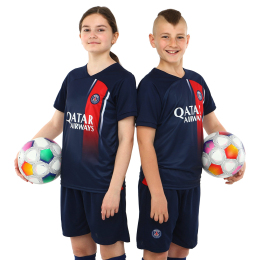 Форма футбольная детская с символикой футбольного клуба PSG домашняя 2024 SP-Planeta CO-6257 6-14 лет синий-красный