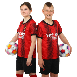 Форма футбольная детская с символикой футбольного клуба AC MILAN домашняя 2024 SP-Planeta CO-6263 6-14 лет красный-черный