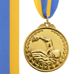 Медаль спортивна зі стрічкою SP-Sport Плавання C-7015 золото, срібло, бронза
