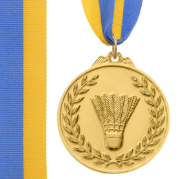Медаль спортивная с лентой двухцветная SP-Sport Бадминтон C-7027 золото, серебро, бронза