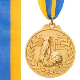 Медаль спортивная с лентой двухцветная SP-Sport Футбол C-7030 золото, серебро, бронза