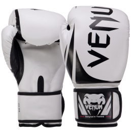 Перчатки боксерские кожаные на липучке VENUM CHALLENGER VN1108 10-12 унций белый