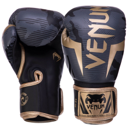Перчатки боксерские кожаные на липучке VENUM ELITE BOXING VN1392-535 10-16 унций камуфляж