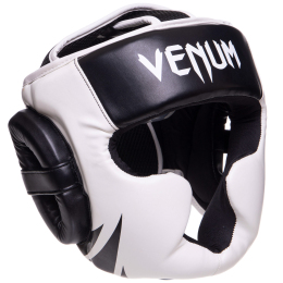 Шолом боксерський з повним захистом PU VENUM CHALLENGER 2.0 VN0771 розмір універсальний (one size) чорний-білий