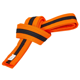 Пояс для кимоно двухцветный SP-Planeta BO-7262 длина-220-280см оранжевый-черный