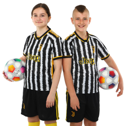 Форма футбольна дитяча із символікою футбольного клубу JUVENTUS домашня 2024 SP-Planeta CO-6311 6-14 років чорний-білий