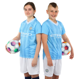 Форма футбольна дитяча із символікою футбольного клубу MANCHESTER CITY домашня 2024 SP-Planeta CO-6317 6-14 років блакитний