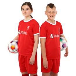 Форма футбольна дитяча із символікою футбольного клубу LIVERPOOL домашня 2024 SP-Planeta CO-6327 6-14 років червоний-білий