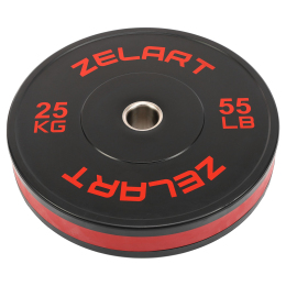 Бамперные диски резиновые Bumper Plates Zelart TA-4790-25 51мм 25кг черный-красный