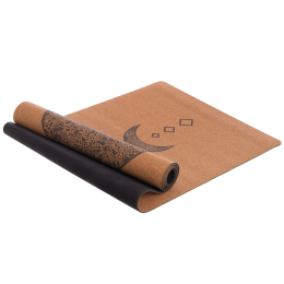 Коврик для йоги пробковый каучуковый с принтом Record FI-7156-9 183x61мx0.4cм коричневый