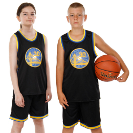 Форма баскетбольная детская NB-Sport NBA GOLDEN STATE WARRIORS BA-9963 S-2XL черный-желтый