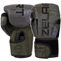 Боксерські рукавиці Zelart BO-2533 6-14 унцій чорний-зелений