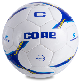 М'яч футбольний CORE SHINY FIGHTER CR-026 №5 PU білий-синій-блакитний