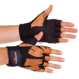 Перчатки для фитнеса MARATON MR-204 S-L черный-коричневый