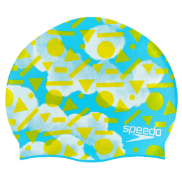 Шапочка для плавання дитяча SPEEDO JUNIOR SLOGAN PRINT 808386B955 блакитний-жовтий