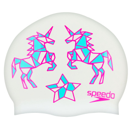 Шапочка для плавання дитяча SPEEDO JUNIOR SLOGAN PRINT 808386B967 білий-рожевий