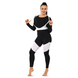 Комбинезон спортивный женский для фитнеса йоги и тренажерного зала V&X Y26-5516 S черный-белый