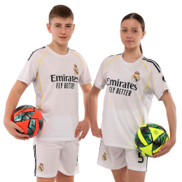 Форма футбольная детская с символикой футбольного клуба REAL MADRID BELLINGHAM 5 домашняя 2026 SP-Sport CO-7341 20-30 белый