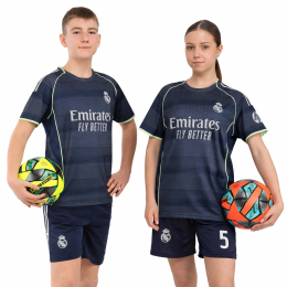 Форма футбольная детская с символикой футбольного клуба REAL MADRID BELLINGHAM 5 гостевая 2026 SP-Sport CO-7343 20-30 темно-синий