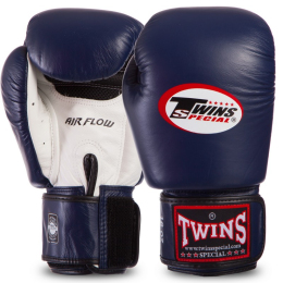 Боксерські рукавиці шкіряні TWINS BGVLA2 10-16 унцій темно-синій-білий