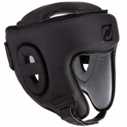 Шлем боксерский открытый с усиленной защитой макушки кожаный Zelart VL-3322 S-XL черный