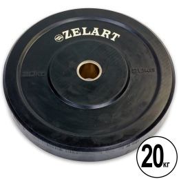 Диски (блини) бамперні для кросфіту Zelart Z-TOP Bumper Plates TA-5125-20 51мм 20кг чорний
