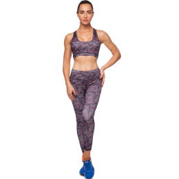 Костюм спортивный женский для фитнеса и тренировок лосины и топ Lingo MILITARY CO-7150 S-XL камуфляж серый
