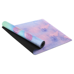 Коврик для йоги Замшевый Record FI-5662-33 размер 183x61x0,3см с Цветочным принтом розовый-голубой