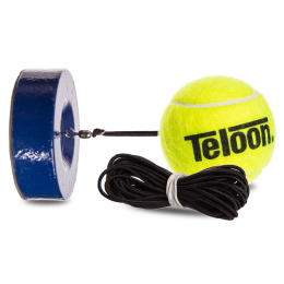 Тренажер для большого тенниса - мяч на резинке с утяжелителем TELOON TENNIS TRAINER TL801-5-MID салатовый-черный