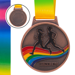 Медаль спортивная с лентой цветная SP-Sport Бег C-0337 золото, серебро, бронза