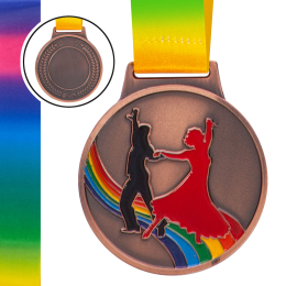 Медаль спортивная с лентой цветная SP-Sport Танцы C-0339 золото, серебро, бронза