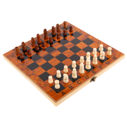 Шахи шашки нарди 3 в 1 набір настільних ігор дерев'яні SP-Sport G24 розмір 24см x 24см