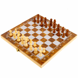 Шахи шашки нарди 3 в 1 набір настільних ігор дерев'яні SPRINTER IG-9024 розмір 24см x 24м